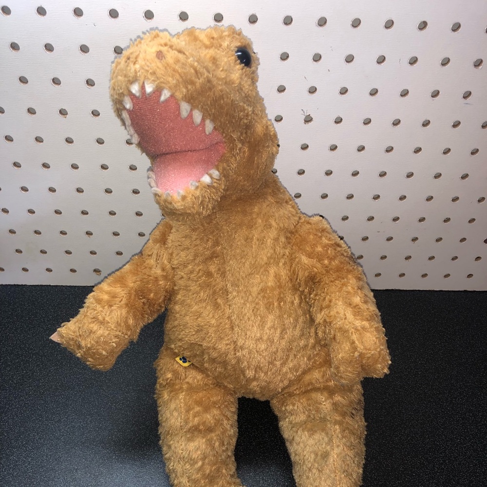 Build A Bear T-Rex Dino Dinosaur Golden Brown Dark Stripes Plush 17" No Sound